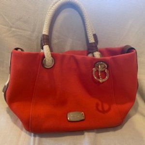 MICHAEL KORS coral canvas anchor bag
